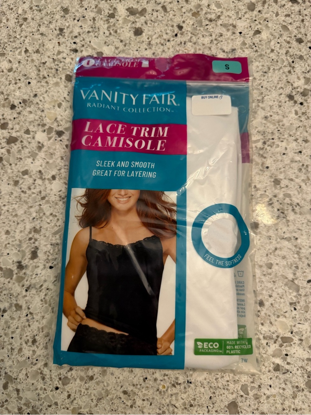 Vanity Fair Lace Trim Camisole - Black & White